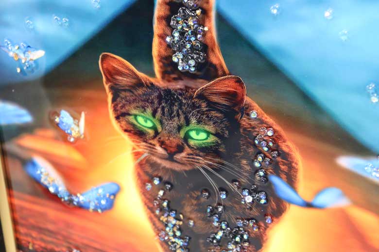 アートフレーム シャット 41㎝ クリスタルピクチャー ウォールデコ 猫