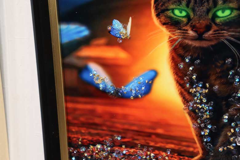 アートフレーム シャット 41㎝ クリスタルピクチャー ウォールデコ 猫