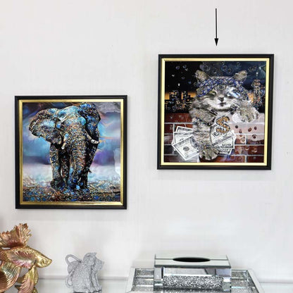 アートフレーム ワイルドキティ 41㎝ クリスタルピクチャー ウォールデコ 猫