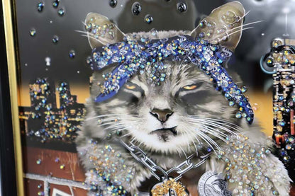 アートフレーム ワイルドキティ 41㎝ クリスタルピクチャー ウォールデコ 猫