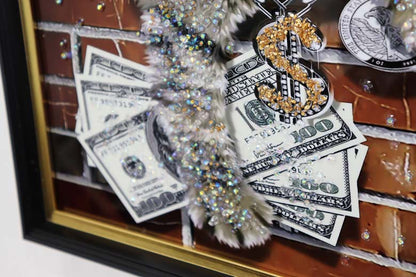 アートフレーム ワイルドキティ 41㎝ クリスタルピクチャー ウォールデコ 猫