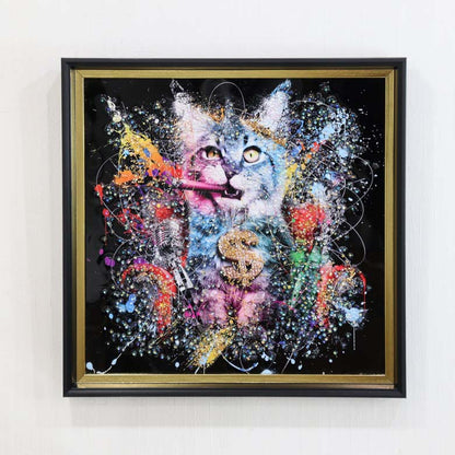 アートフレーム ファンキーキャット 41㎝ クリスタルピクチャー ウォールデコ 猫