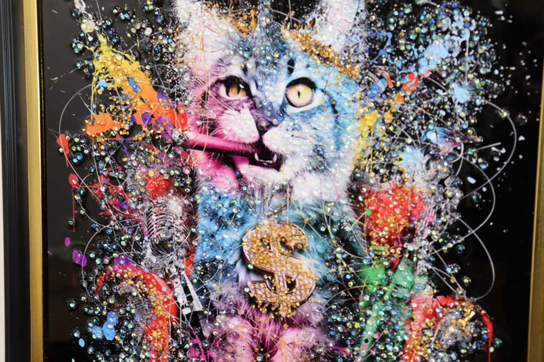 アートフレーム ファンキーキャット 41㎝ クリスタルピクチャー ウォールデコ 猫