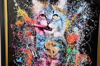アートフレーム ファンキーキャット 41㎝ クリスタルピクチャー ウォールデコ 猫