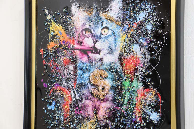 アートフレーム ファンキーキャット 41㎝ クリスタルピクチャー ウォールデコ 猫