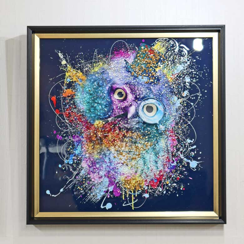 アートフレーム オイレ 41㎝ クリスタルピクチャー ウォールデコ フクロウ