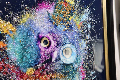 アートフレーム オイレ 41㎝ クリスタルピクチャー ウォールデコ フクロウ