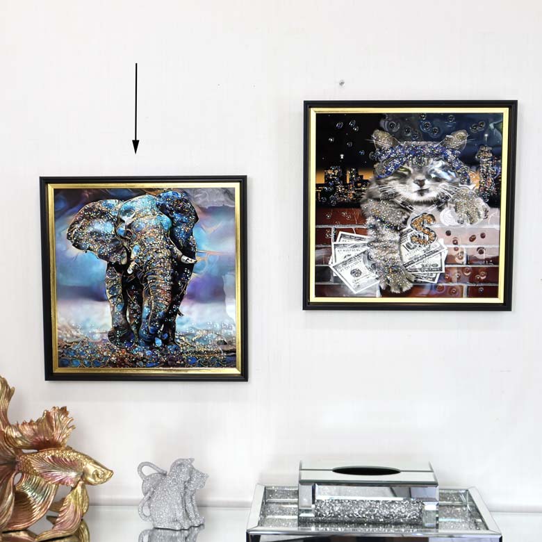 アートフレーム エレファネット 41㎝ クリスタルピクチャー ウォールデコ エレファント