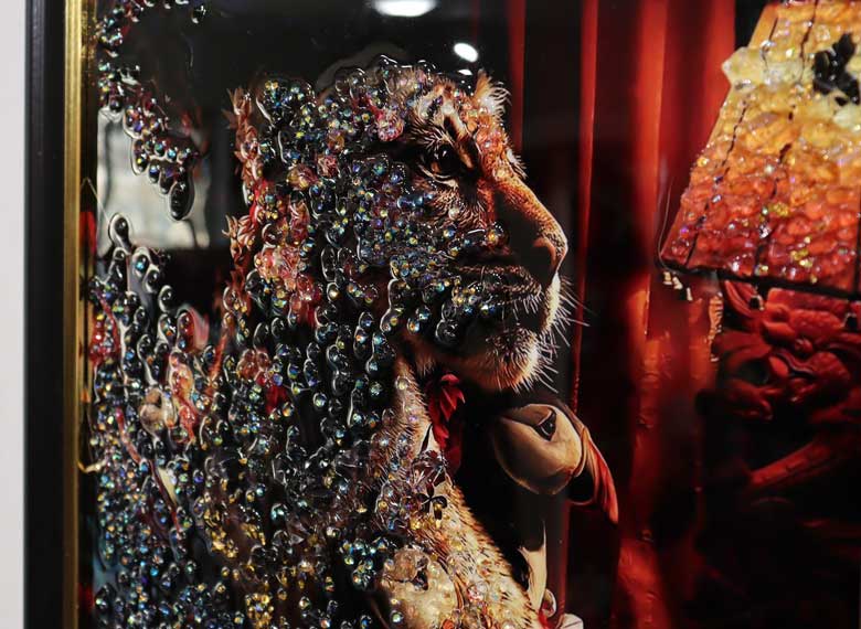 アートフレーム トラピリカ 41㎝ クリスタルピクチャー ウォールデコ 虎/エトピリカ