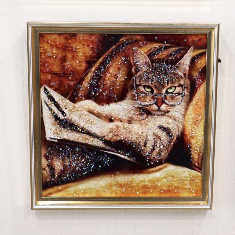 アートフレーム ネコロンデ 41㎝ クリスタルピクチャー ウォールデコ 猫
