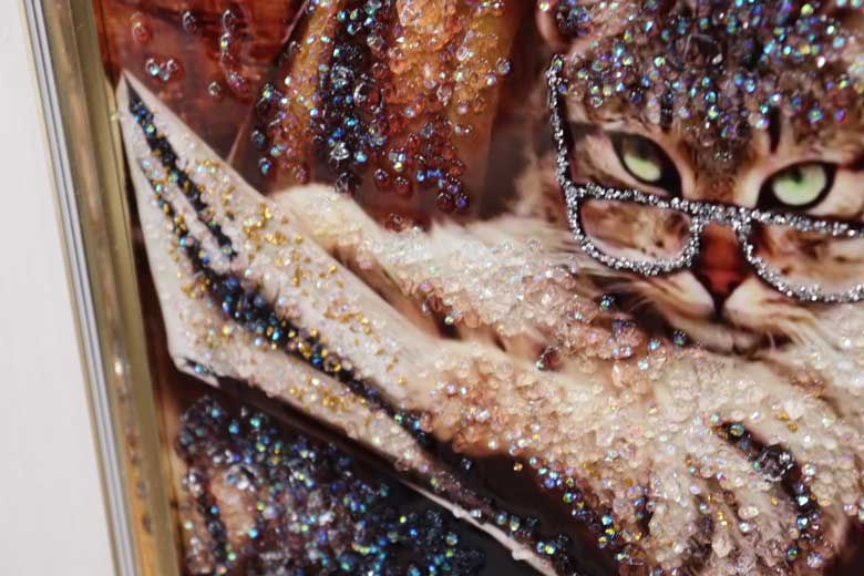 アートフレーム ネコロンデ 41㎝ クリスタルピクチャー ウォールデコ 猫