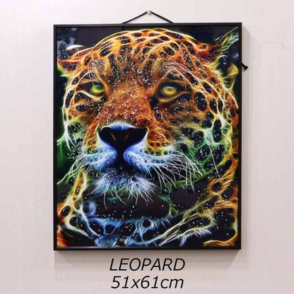 アートフレーム 豹/ヒョウ 51 cm クリスタルピクチャー ウォールデコ ジャガー レオパード