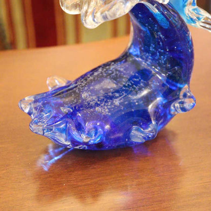 ガラスの置物 イルカ 波乗り ドルフィン オーナメント ガラス雑貨 オブジェ 硝子彫刻
