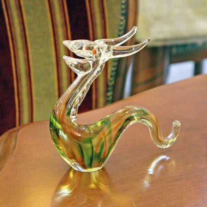 ガラスの置物 ドラゴン 龍 オーナメント ガラス雑貨 オブジェ 硝子彫刻