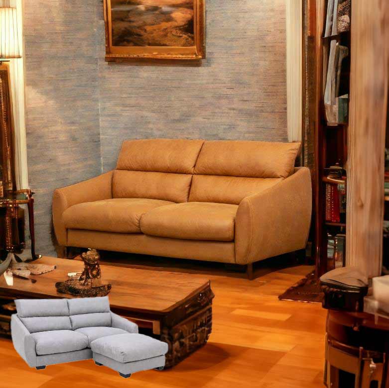 エレガントソファ 2Pソファ 2人掛け 2Pソファ キャメル グレー 完成品