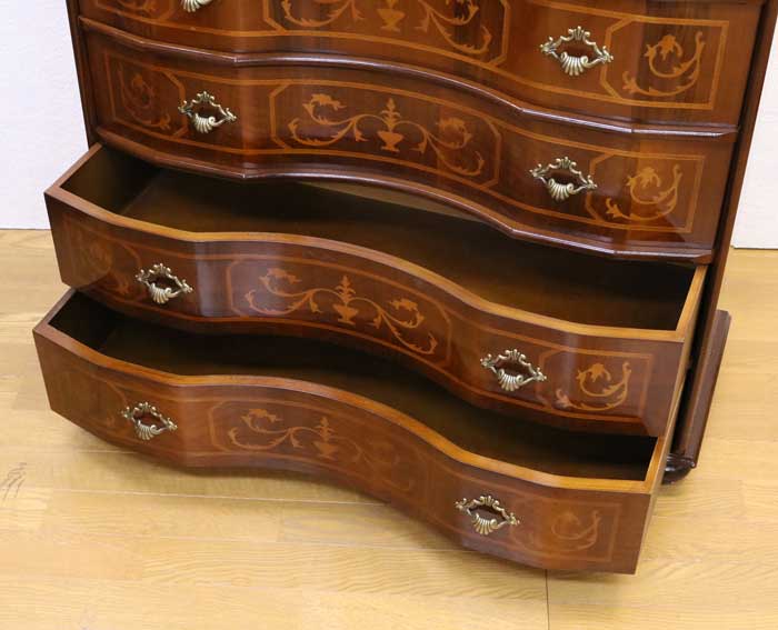 チェスト 6段 87cm 木製 象嵌 045-6/SPA