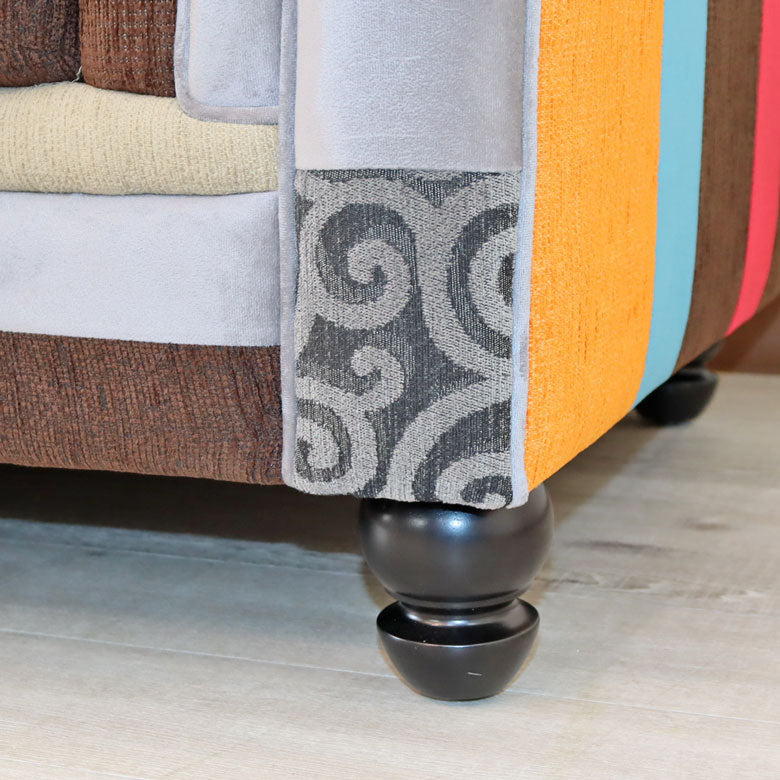 パッチワーク ソファ 2.5Pソファ カラフル 二人がけ 映え ソファー チェスターフィールド調