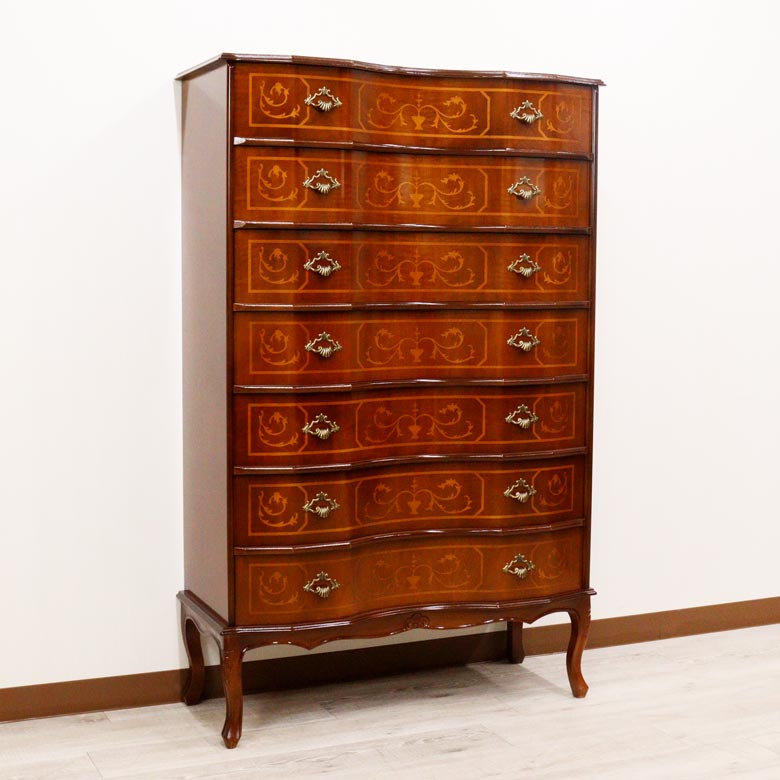 イタリア 7段チェスト 象嵌 88cm 猫脚 054/7 – 輸入家具のインテリア北欧