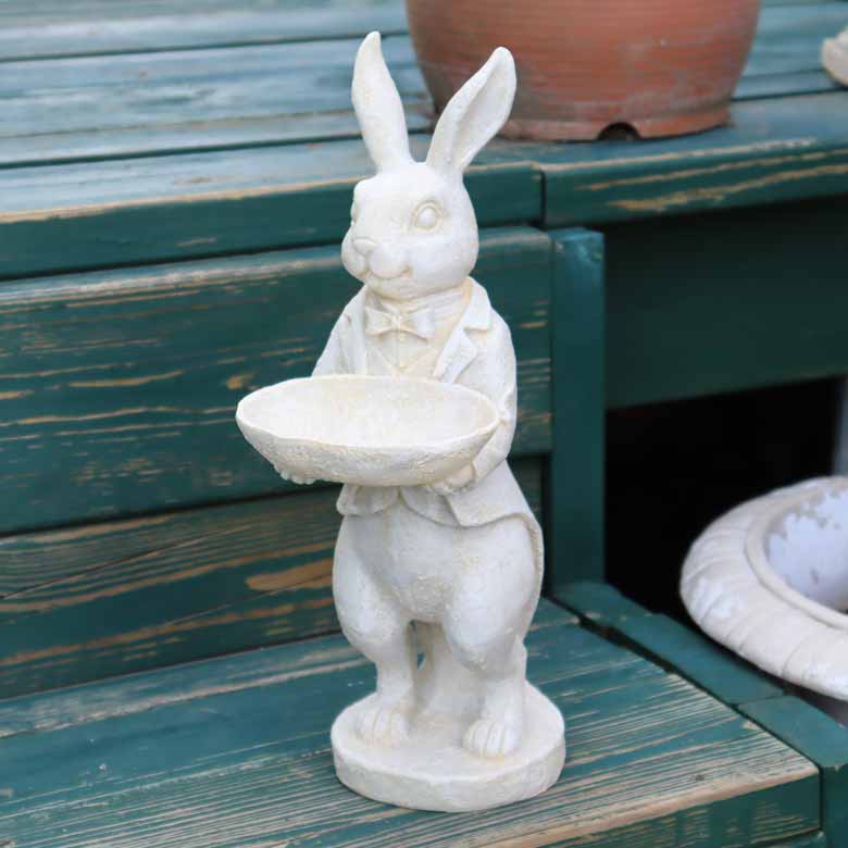 ウサギ スタンディングバニーS ガーデンオブジェ フィーダー 置物