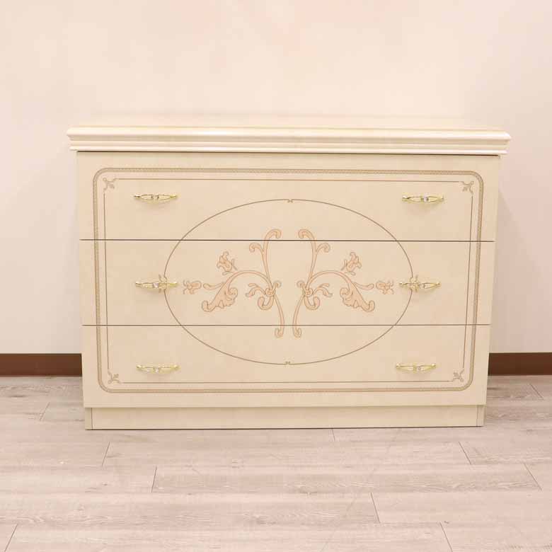 サルタレッリ フローレンス ワイドチェスト 112cm 3引出 アイボリー シングルドレッサー