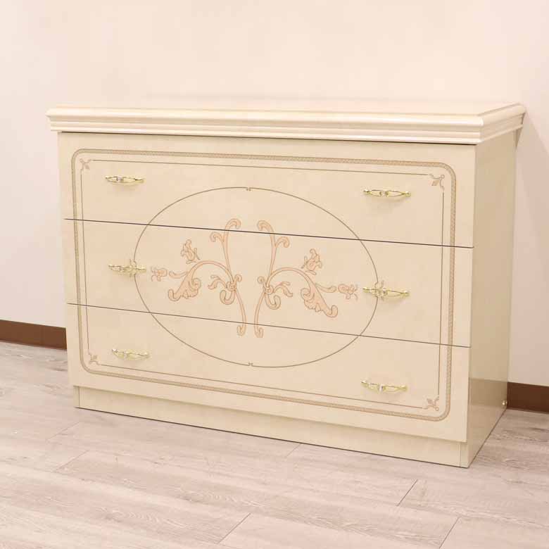 サルタレッリ フローレンス ワイドチェスト 112cm 3引出 アイボリー シングルドレッサー