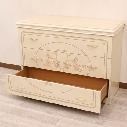 サルタレッリ フローレンス ワイドチェスト 112cm 3引出 アイボリー シングルドレッサー