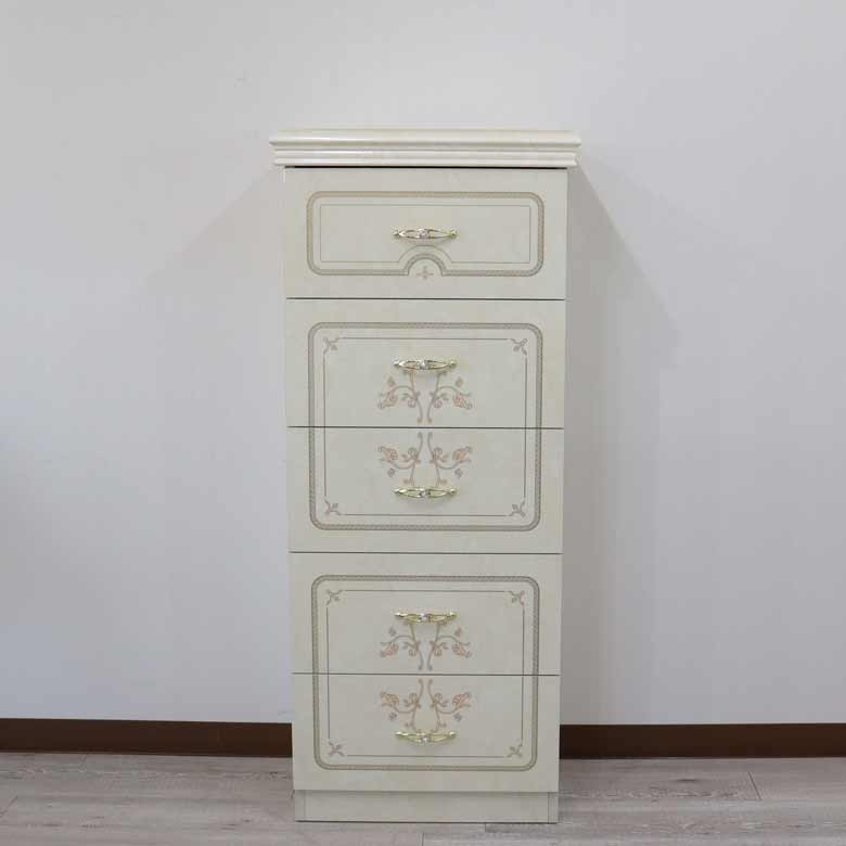 サルタレッリ フローレンス 5段チェスト アイボリー スリムチェスト