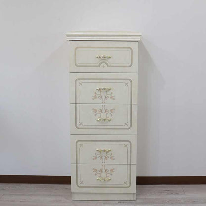 サルタレッリ フローレンス 5段チェスト アイボリー スリムチェスト