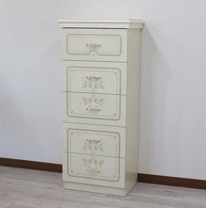 サルタレッリ フローレンス 5段チェスト アイボリー スリムチェスト