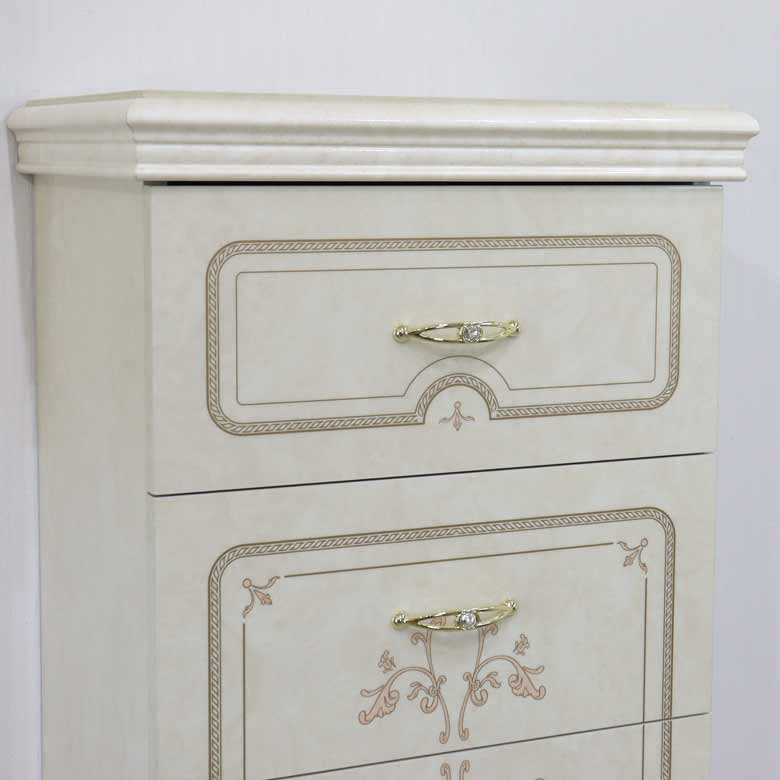 サルタレッリ フローレンス 5段チェスト アイボリー スリムチェスト