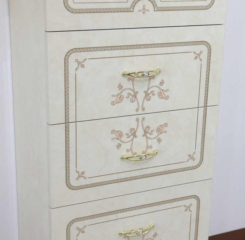 サルタレッリ フローレンス 5段チェスト アイボリー スリムチェスト