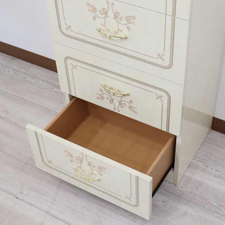 サルタレッリ フローレンス 5段チェスト アイボリー スリムチェスト