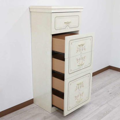 サルタレッリ フローレンス 5段チェスト アイボリー スリムチェスト