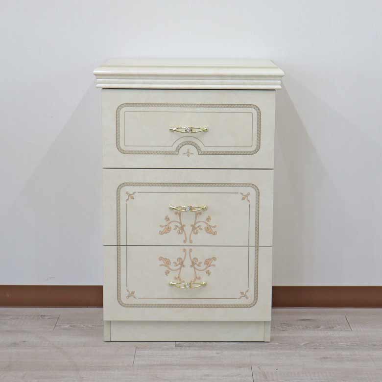 サルタレッリ フローレンス 3段チェスト アイボリー ナイトテーブル