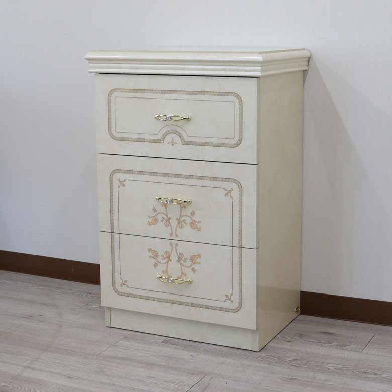 サルタレッリ フローレンス 3段チェスト アイボリー ナイトテーブル
