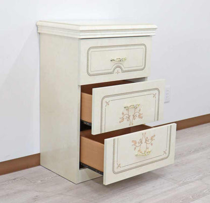 サルタレッリ フローレンス 3段チェスト アイボリー ナイトテーブル