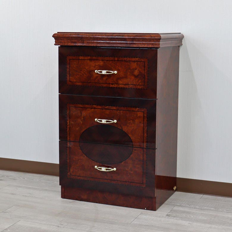 サルタレッリ フローレンス 3段 ナイトテーブル ウォールナット サイドチェスト