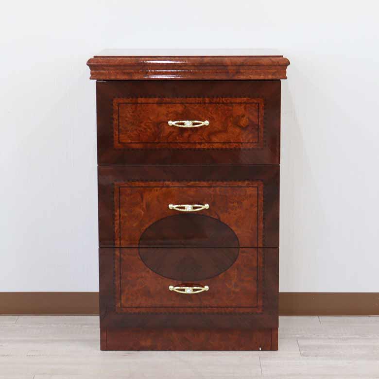 サルタレッリ フローレンス 3段 ナイトテーブル ウォールナット サイドチェスト