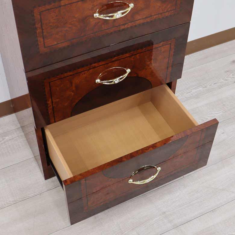 サルタレッリ フローレンス 3段 ナイトテーブル ウォールナット サイドチェスト