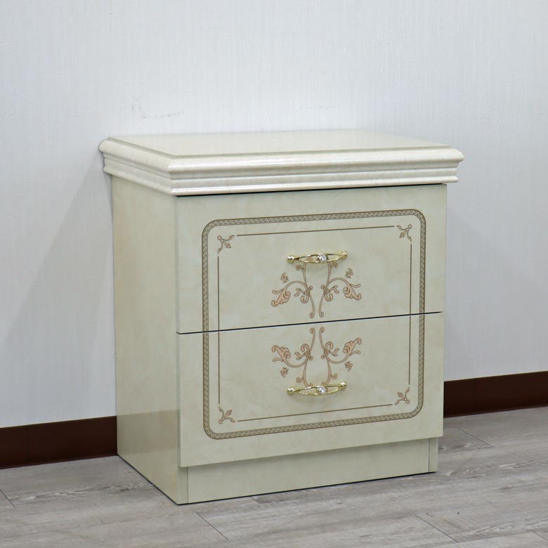 サルタレッリ フローレンス 2段チェスト アイボリー ナイトテーブル