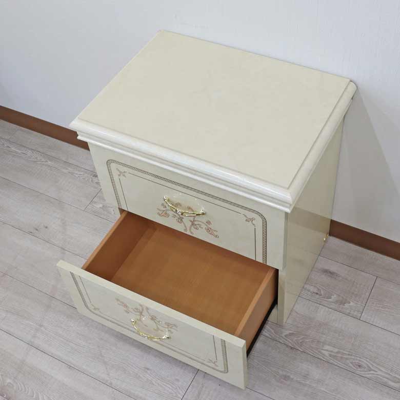 サルタレッリ フローレンス 2段チェスト アイボリー ナイトテーブル