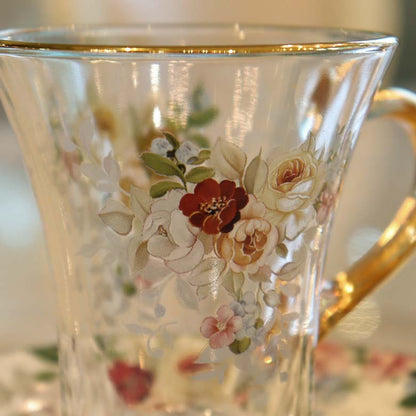 ガラスカップアンドソーサー ティーカップ プチローズ 薔薇