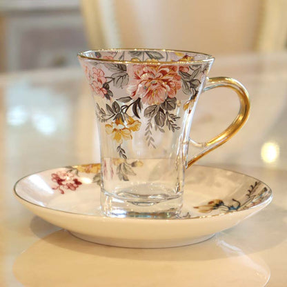 ガラスカップアンドソーサー ティーカップ カメリア 椿