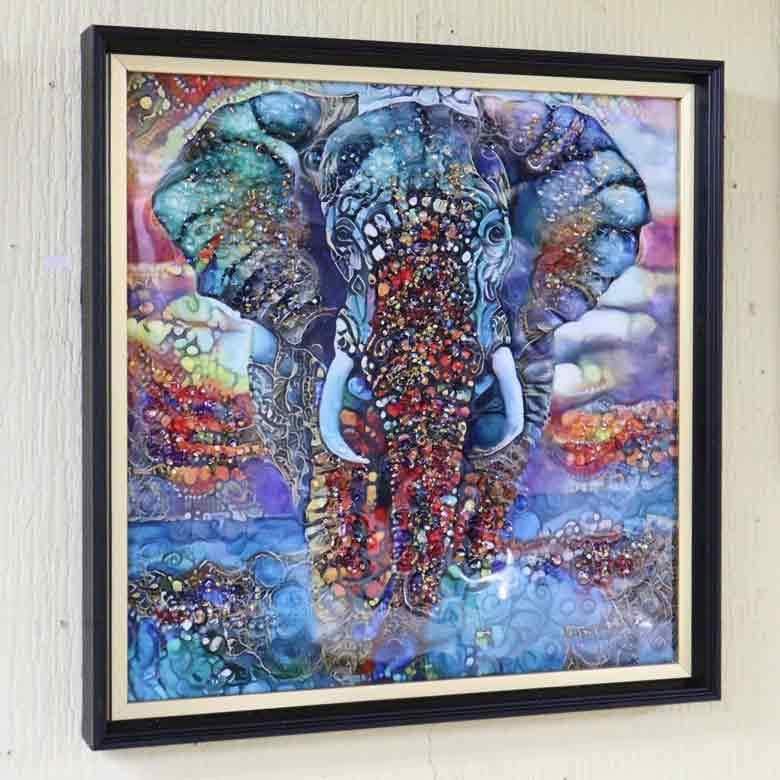 アートフレーム ペオファント 41㎝ クリスタルピクチャー ウォールデコ エレファント