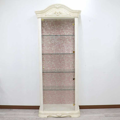 サルタレッリ アマルフィ 1ドア キュリオケース アイボリー  ガラスケース ピンク