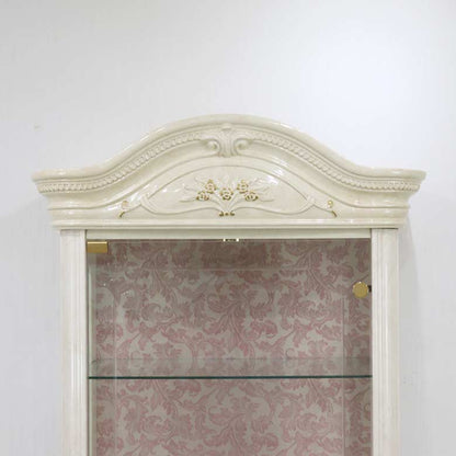 サルタレッリ アマルフィ 1ドア キュリオケース アイボリー  ガラスケース ピンク