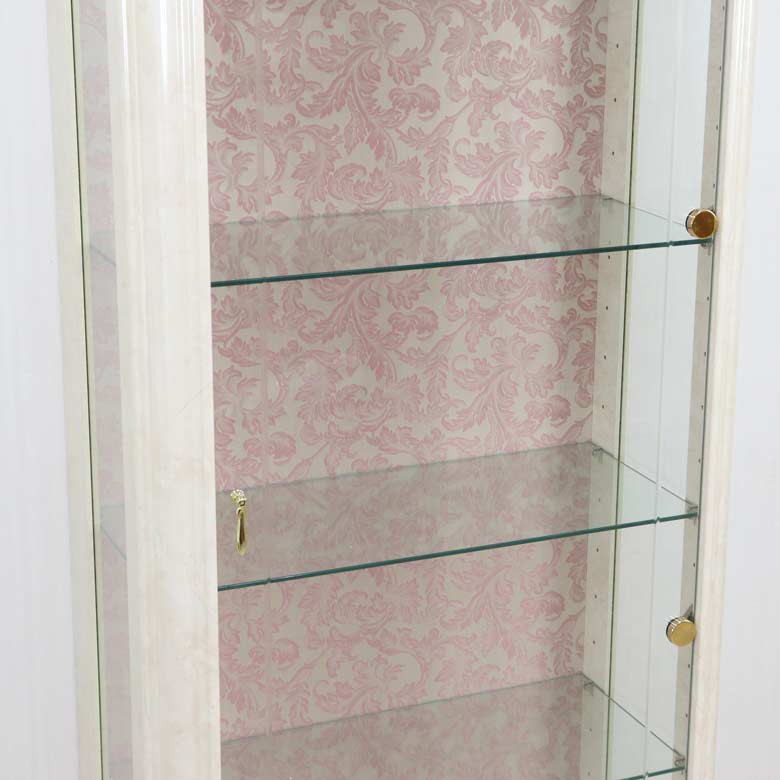 サルタレッリ アマルフィ 1ドア キュリオケース アイボリー  ガラスケース ピンク