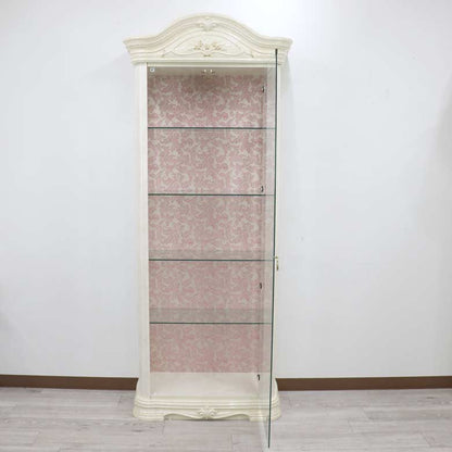 サルタレッリ アマルフィ 1ドア キュリオケース アイボリー  ガラスケース ピンク