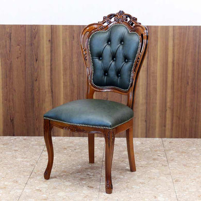 イタリア ダイニングチェア 本革 グリーン 木製 猫脚 20S/GRL