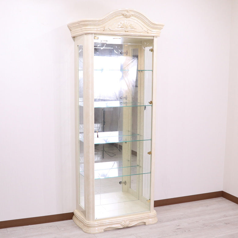 サルタレッリ アマルフィ 1ドア キュリオケース アイボリー  ガラスケース ミラー